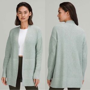 Lululemon Cashlu Cashmere Blend Sweater Wrap Heathered Silver Blue Size XS Small